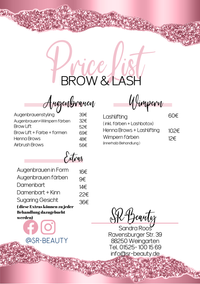 Brow & Lash Pricelist